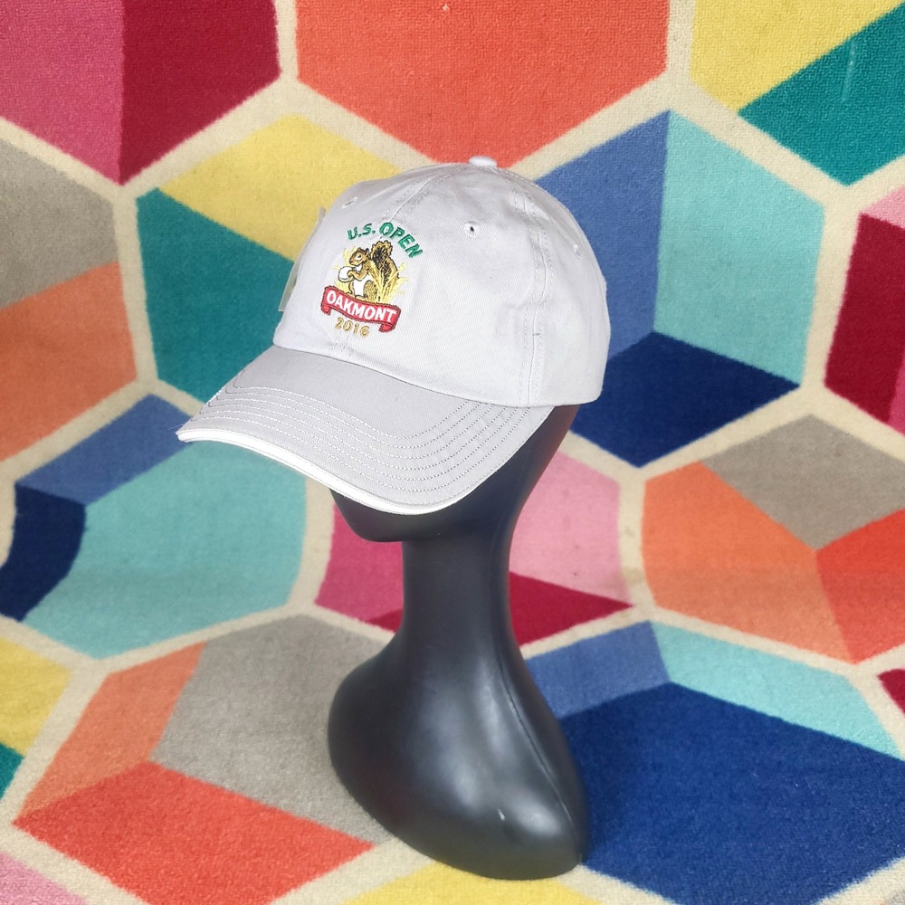 US Open‎ Oakmont 2016 Golf Hat Cap Squirrel Embroidered Gray White Trim Unisex